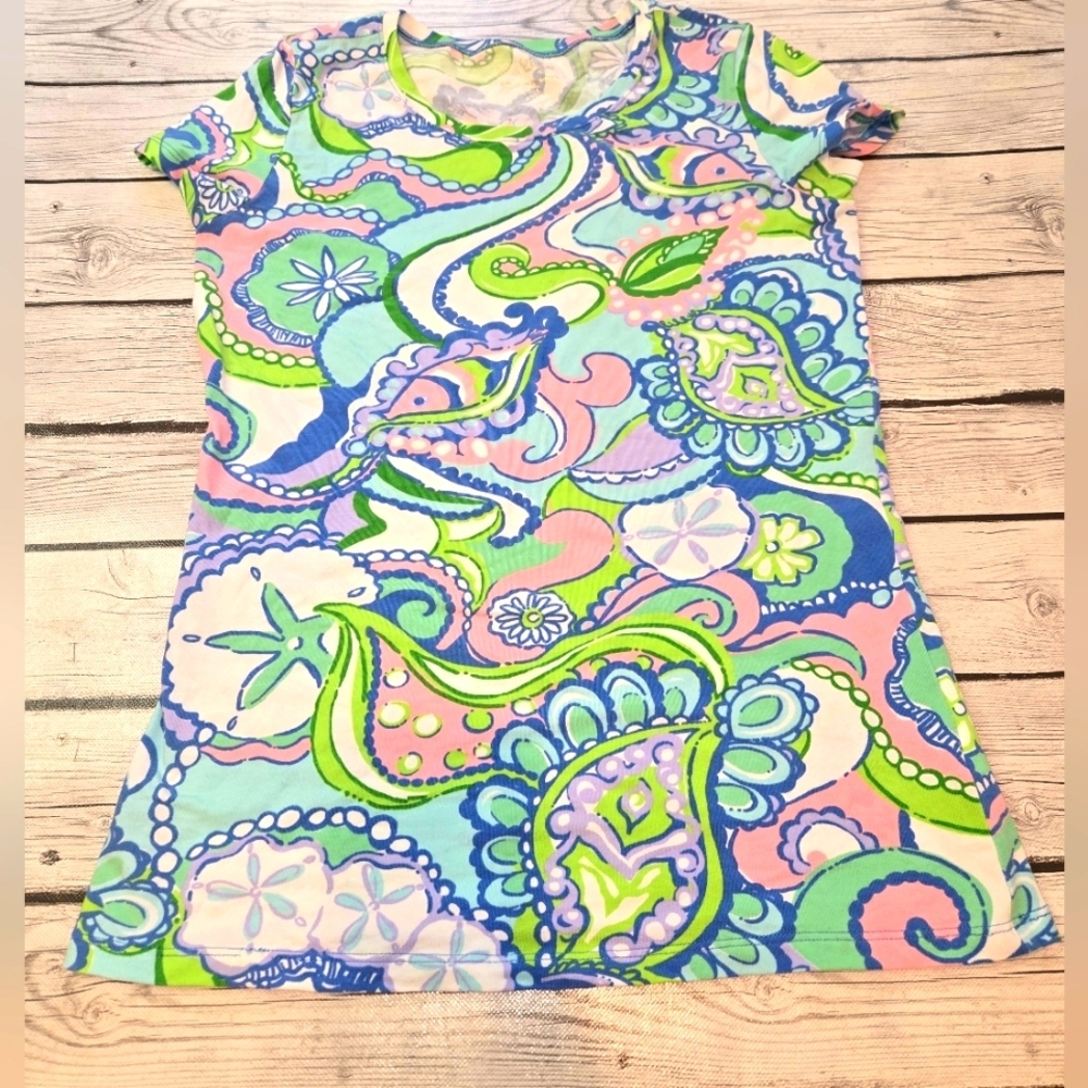 Lilly Pulitzer KARRIE T SHIRT TOP MULTI Conch Republic STARFISH  XS